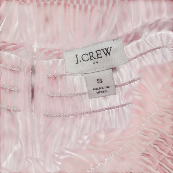 J. Crew Blouse Women's Small Striped Ruffle Neck LS Preppy Nautical Red White - Picture 3 of 8